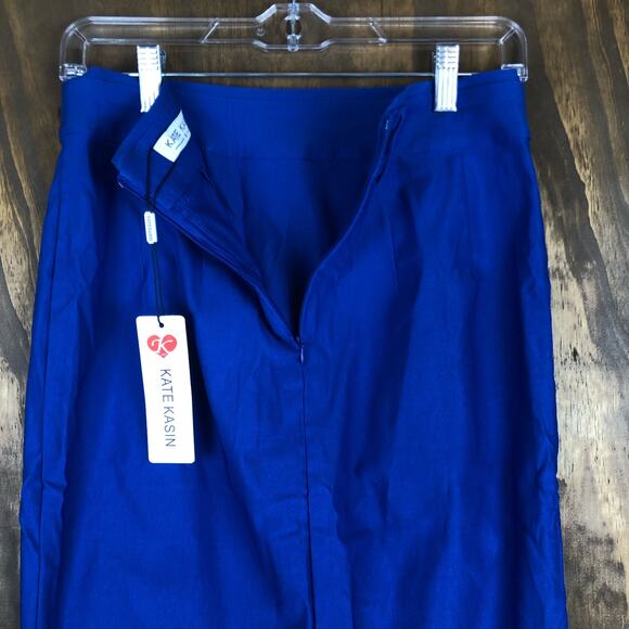 Kate Kasin Women Skirt Blue Bodycon Pencil Belt Loop Hip-Wrapped Medium - Picture 10 of 11
